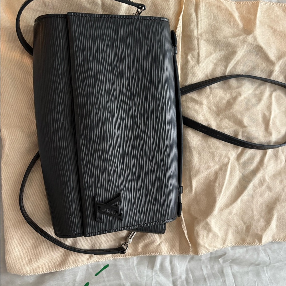 Louis Vuitton Black Crossbody Bag with Pebbled Leather Finish